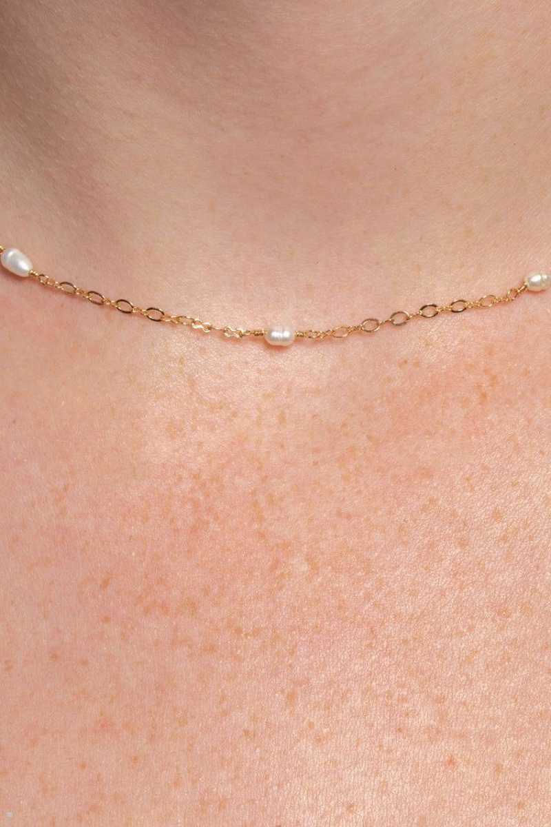 Collier Brandy Melville Mini Faux Pearl Doré | KRV-28811174